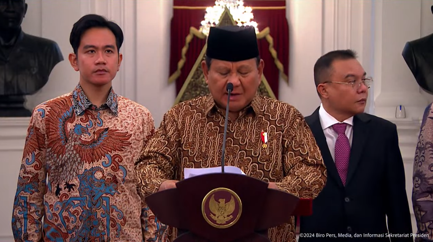 Ini Susunan Lengkap Menteri dan Wakil Menteri Kabinet Prabowo-Gibran