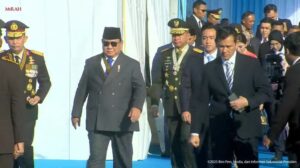 Prabowo-Gibran Bersamaan Hadiri Puncak HUT ke-79 Bhayangkara di Monas