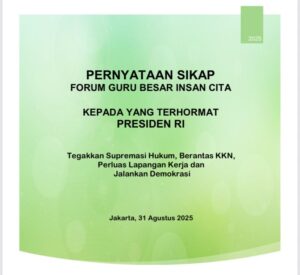 88 Guru Besar Insan Cita Tuntut Pemerintah Reformasi Total: Hentikan Kekerasan hingga Berantas Korupsi