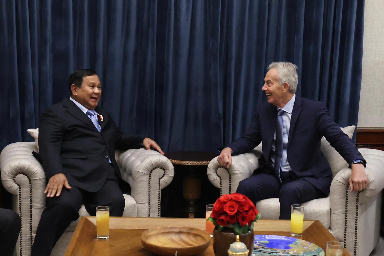 Prabowo Bertemu Tony Blair Bahas Isu Strategis Global di Kertanegara