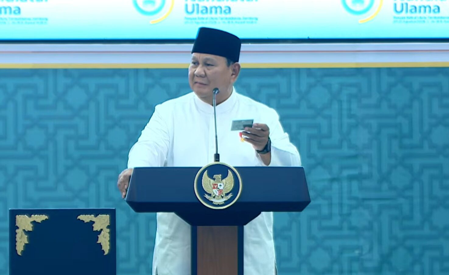 Terima KTA NU, Prabowo: Makanya Saya Datang Penutupan